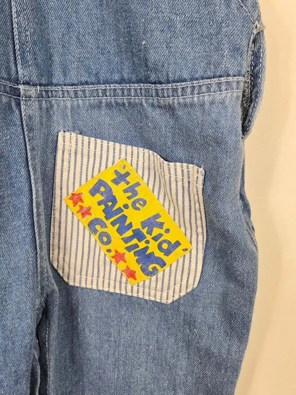 Vintage 90s Denim Overalls 12M Colorful Paint Tool And Brushes Embroidery Baggy